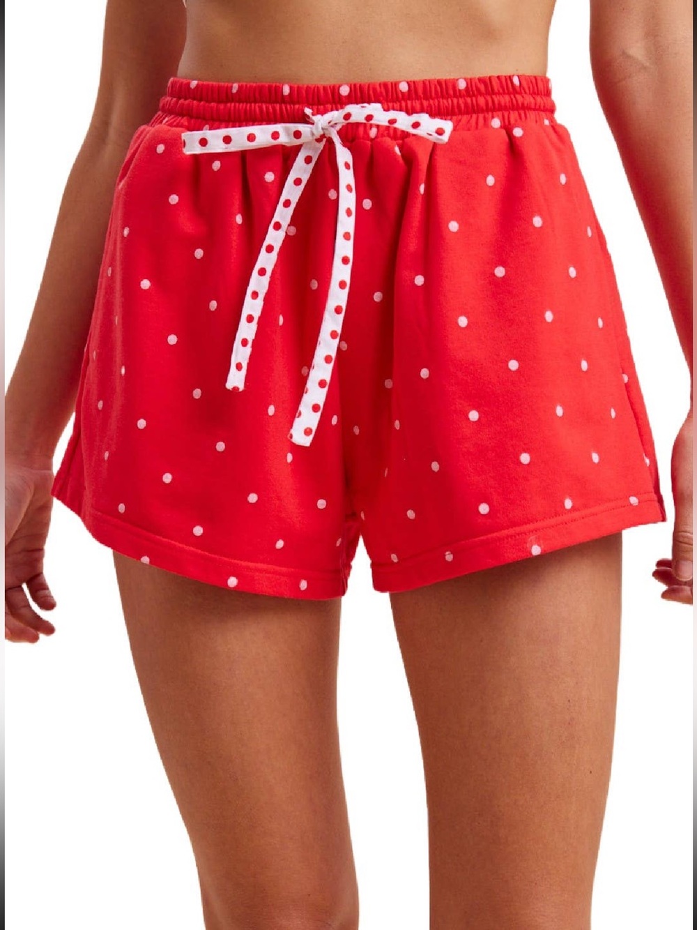 Vanilla Monkey Red 4th Of July Polka Dot French Terry Mini Shorts